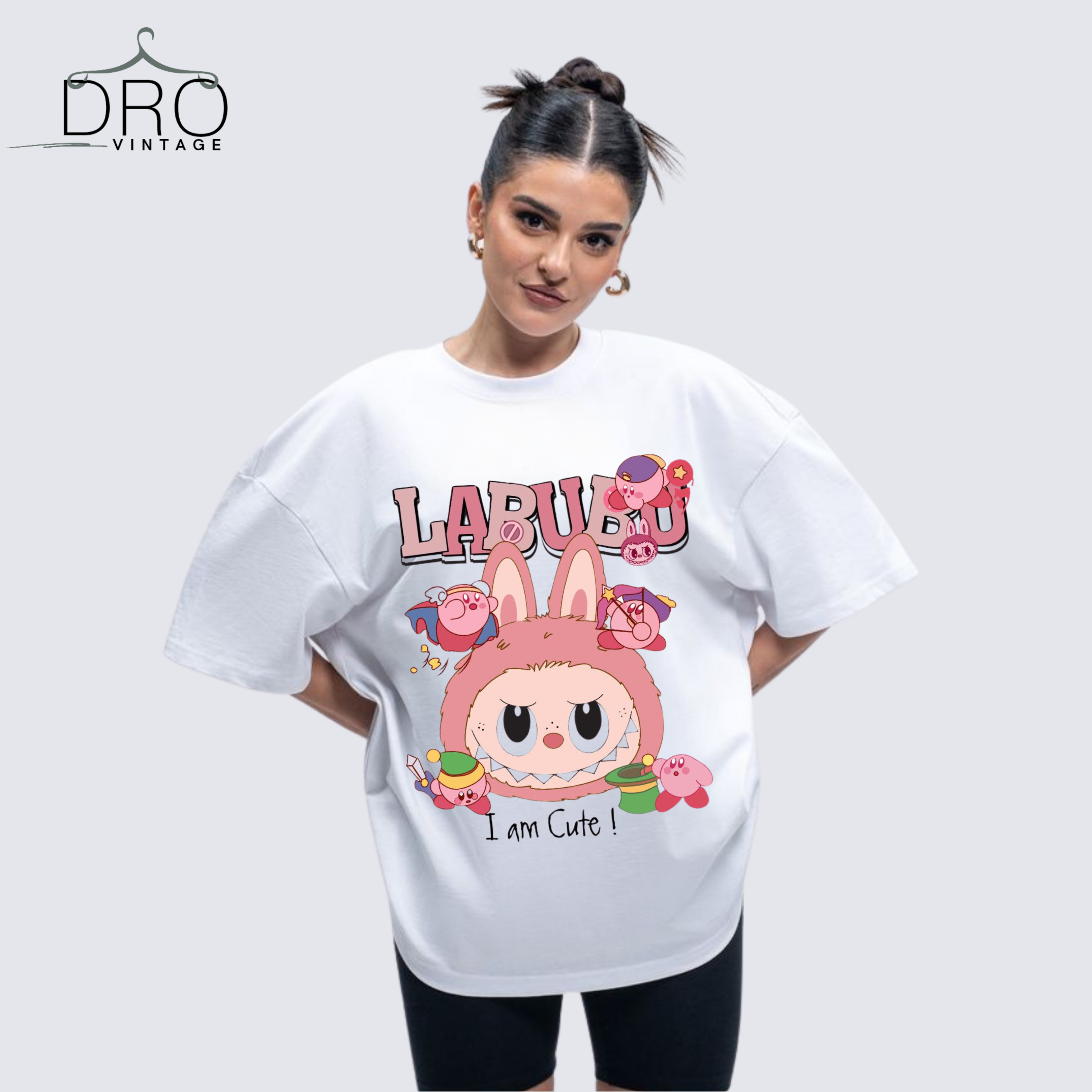 Cute Labubu Cartoon Oversized T-Shirt – Kawaii Aesthetic Graphic Tee | DRO Vintage UAE
