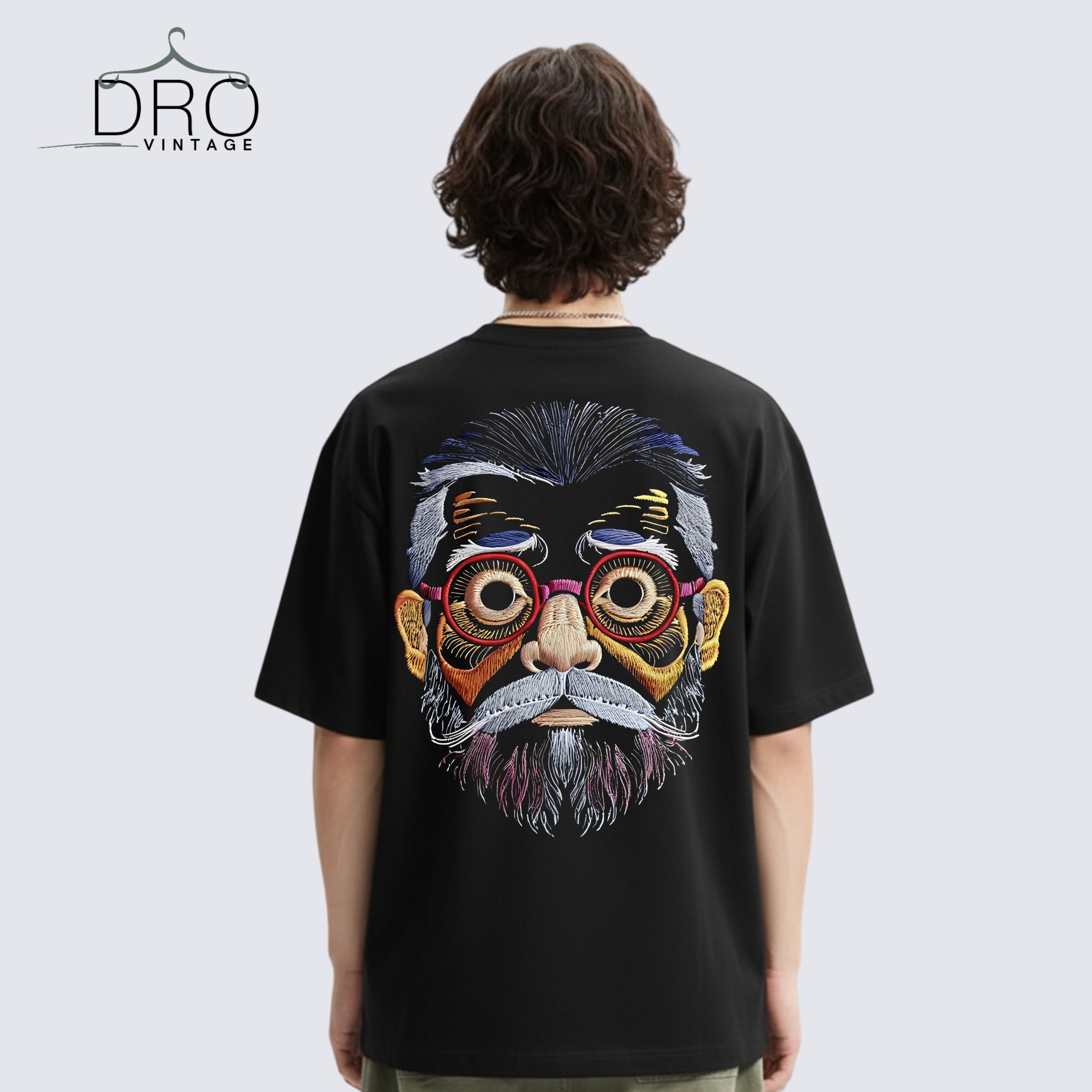 Classic Beard Printed Men Oversized T-shirts in Dubai - DRO Vintage